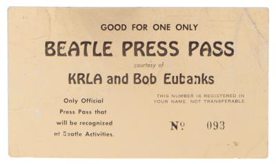 Lot #5046 Beatles 1965 Hollywood Bowl Press Pass - Image 1