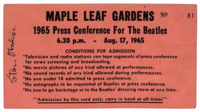 Lot #5040 Beatles 1965 Toronto Maple Leaf Gardens Press/Photo Pass - Image 1