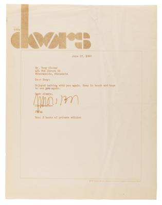 Lot #5100 Jim Morrison Typed Letter Signed to Tony Glover - Image 2