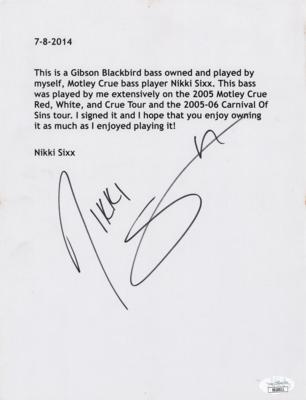 Lot #5231 Motley Crue: Nikki Sixx's Personally-Owned and Stage-Used Gibson Blackbird Bass Guitar - Image 16