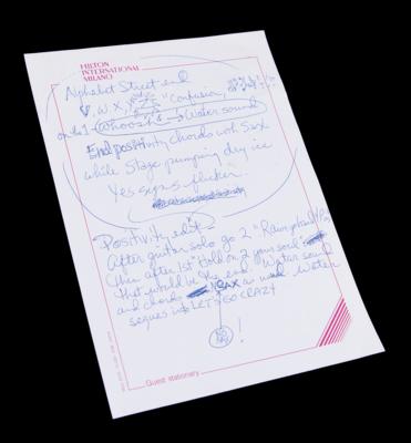 Lot #5249 Prince Handwritten Rehearsal Notes from