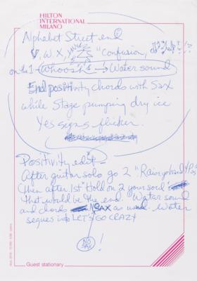 Lot #5249 Prince Handwritten Rehearsal Notes from the 1988 Lovesexy Tour - From the Collection of Prince's Former Guitar Tech - Image 2