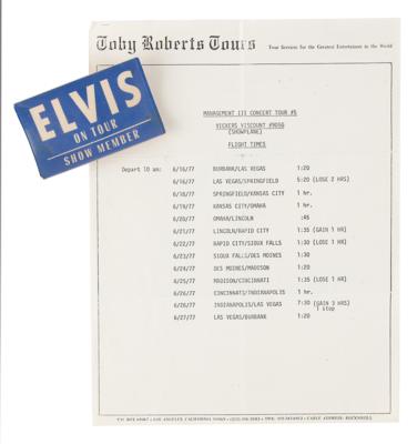 Lot #5130 Elvis Presley: Sound Engineer's Final Tour (and the 'Tour That Never Was') Itineraries and Backstage Pass - Image 2