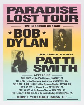 Lot #5068 Bob Dylan and Patti Smith 1995 Paradise Lost Tour Poster - Image 1
