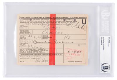 Lot #5122 Charlie Parker Document Signed - Swedish Arrival Card (1950) - Image 1