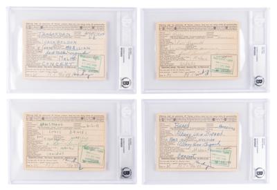 Lot #5123 Louis Armstrong and His All-Stars (4) Documents Signed - Swedish Arrival Cards (1949) - Image 1