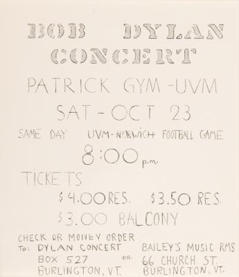 Lot #5067 Bob Dylan 1965 University of Vermont Handbill - Image 1