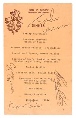 Lot #5010 Beatles Signed Hotel Dinner Menu - Obtained in Wellington, New Zealand, on June 22, 1964 - Image 1