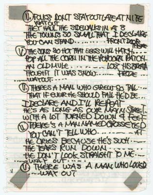 Lot #5186 David Lindley Handwritten Set List and Song Lyrics - Image 2