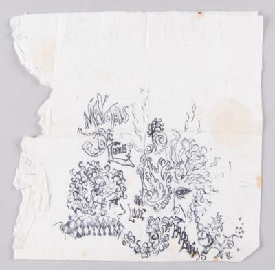 Lot #5071 Jimi Hendrix Original Psychedelic Portrait Sketches - Presented to Music Journalist Miranda Ward - Image 2