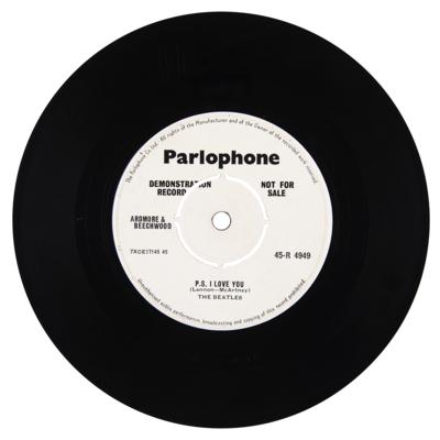 Lot #5011 Beatles 45 RPM 'Demonstration Record' Single for 'Love Me Do / P.S. I Love You,' with 'McArtney' Misspelling - Image 2
