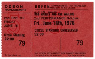 Lot #5188 Bob Marley and The Wailers Original Complete Concert Ticket (Odeon Hammersmith in London, June 18, 1976) - Image 1