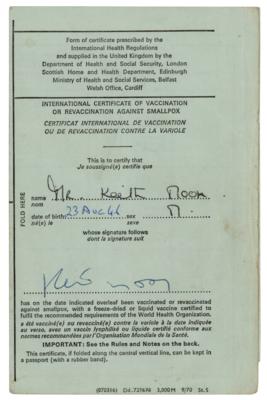 Lot #5094 Keith Moon Signed Smallpox Revaccination Card, Issued Before His 1973 Trip to Australia - Image 1