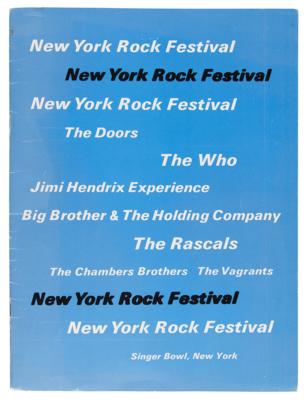 Lot #5142 New York Rock Festival 1968 Program and Concert-Torn Ticket: Jimi Hendrix, Janis Joplin, and Jim Morrison - Image 1