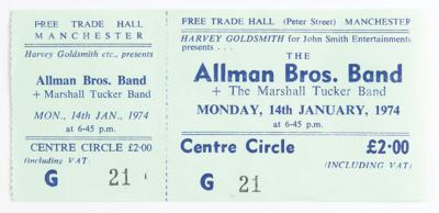 Lot #5170 Allman Bros. Band (32) Concert Tickets and Ticket Stubs for the Free Trade Hall, Manchester, England (January 14, 1974) - Image 2