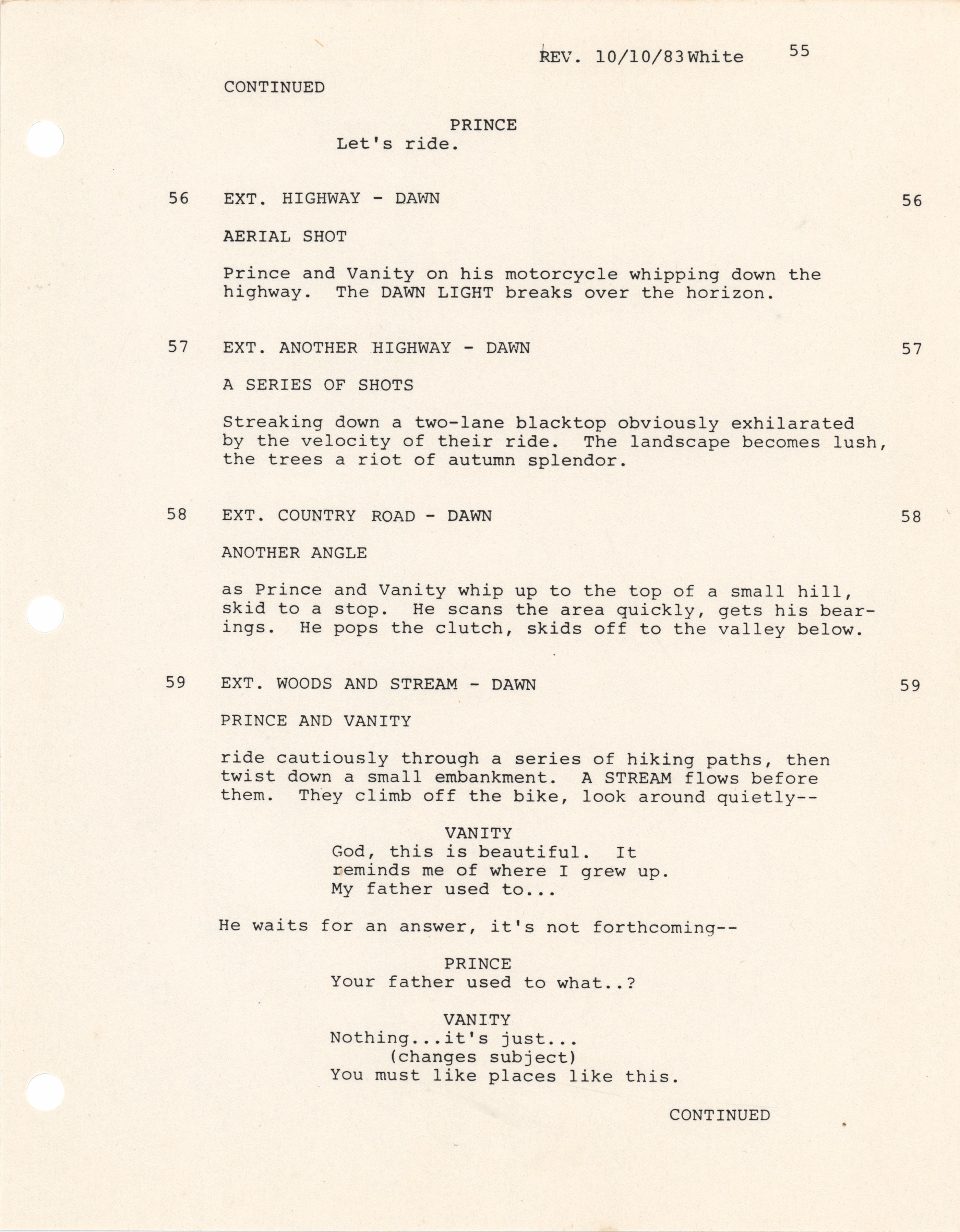 Lot #5253 Prince Purple Rain First Draft Script with Original Shooting Schedule and (25+) Pages of Production-Related Documents - Image 6