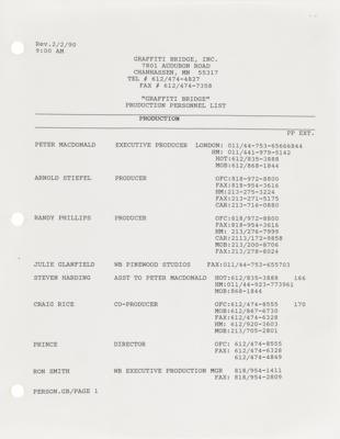 Lot #5259 Prince Graffiti Bridge Fourth Draft Script with (30+) Lyric Sheets and Related Production Documents - Image 7