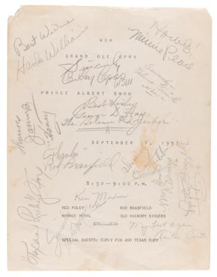 Lot #5137 Hank Williams and Grand Ole Opry Stars Signed Script - Image 2
