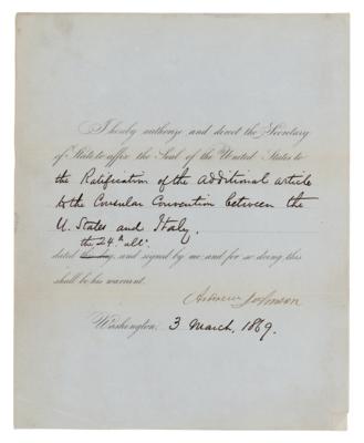 Lot #101 Andrew Johnson Document Signed as