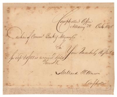 Lot #73 Millard Fillmore Document Signed as Comptroller of New York - Image 1