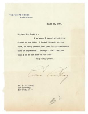 Lot #66 Calvin Coolidge Typed Letter Signed as