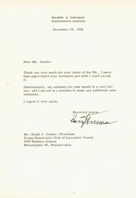 Lot #161 Harry S. Truman Typed Letter Signed - Image 1