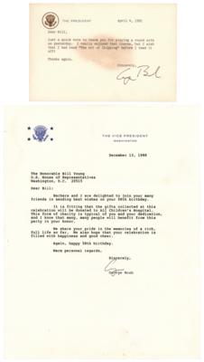 Lot #45 George Bush (2) Typed Letters Signed as President and Vice President - Image 1