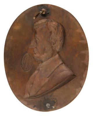 Lot #109 Abraham Lincoln Portrait Plaque by the Metallic Compress Casting Co. of Boston - Image 2