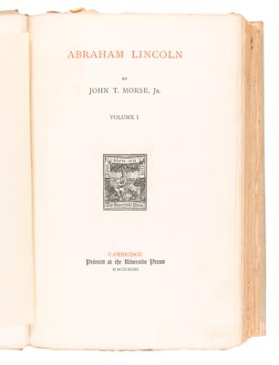 Lot #113 Abraham Lincoln: Two-Volume Ltd. Ed. Biography by John T. Morse, Jr. - Image 2