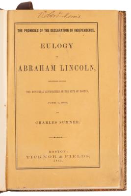 Lot #111 Abraham Lincoln: Eulogy by Charles Sumner, Extra-Illustrated with Tickets, Program, and Letters - Image 3