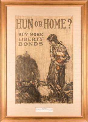Lot #475 World War I Poster: 'Hun or Home?' by
