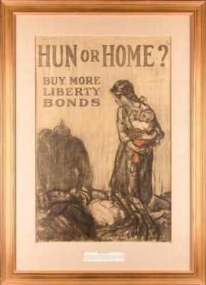 Lot #475 World War I Poster: 'Hun or Home?' by Henry Patrick Raleigh - Image 1