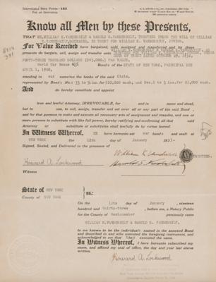 Lot #366 William K. and Harold S. Vanderbilt Document Signed - Image 2