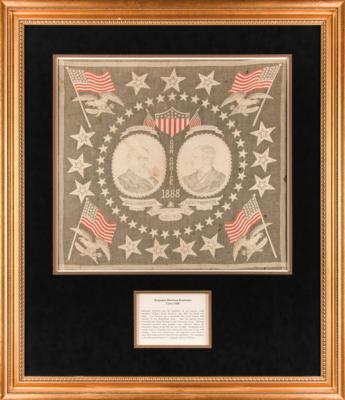 Lot #94 Benjamin Harrison and Levi P. Morton 1888 Campaign Bandana - Image 1