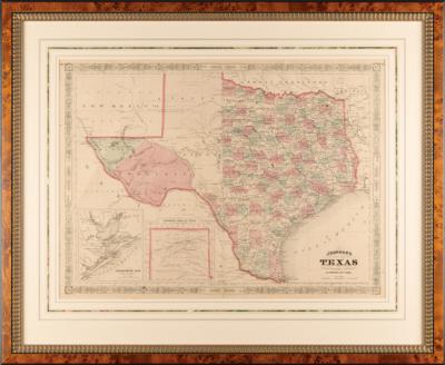 Lot #358 Texas Map by A. J. Johnson (c. 1860s)