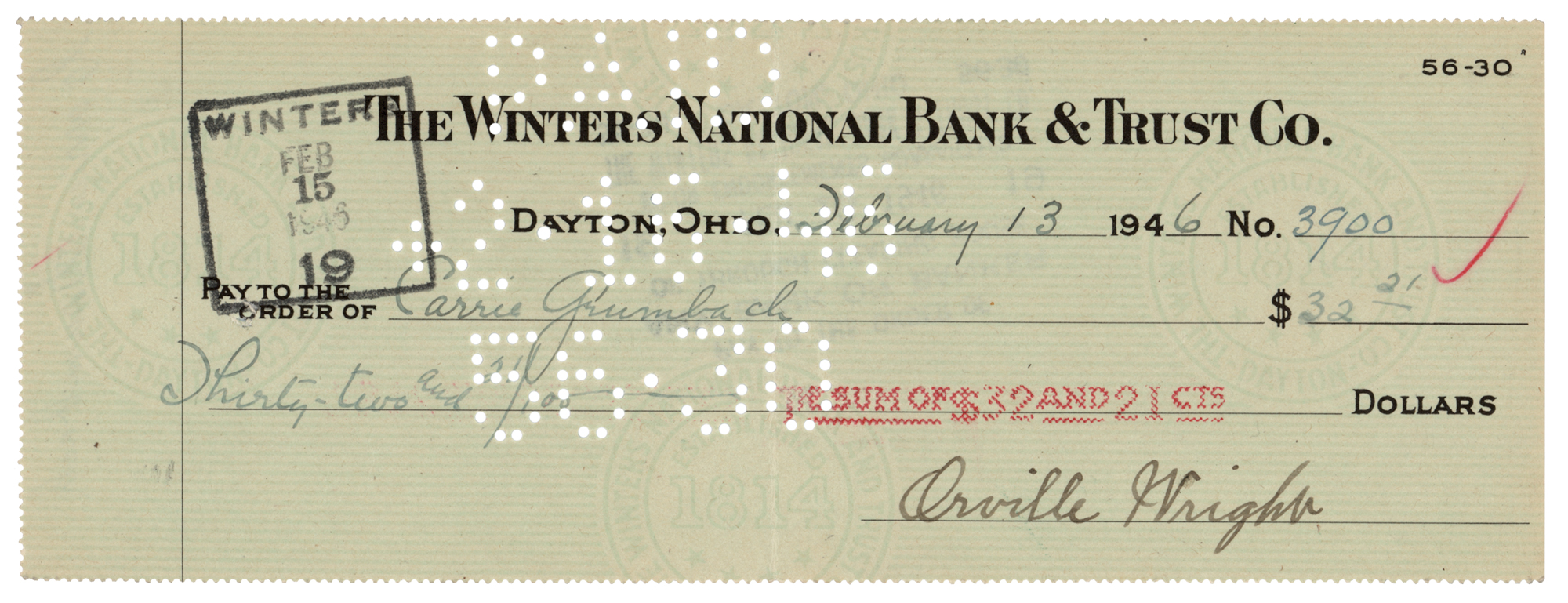 Lot #526 Orville Wright Signed Check