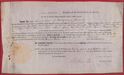 Lot #118 James Madison Document Signed as