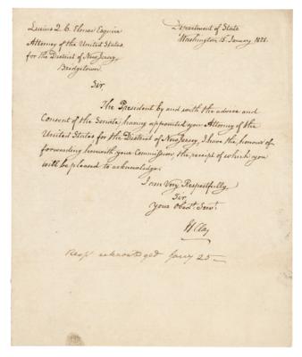 Lot #265 Henry Clay Letter Signed to US Attorney