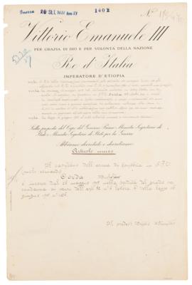 Lot #322 Benito Mussolini and Vittorio Emanuele III Document Signed - Image 2