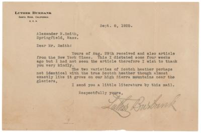 Lot #257 Luther Burbank Typed Letter Signed - Image 1