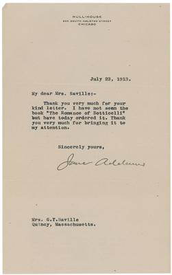 Lot #243 Jane Addams Typed Letter Signed