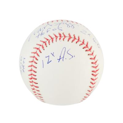 Lot #878 Wade Boggs Signed Baseball with Career Stats - Image 4