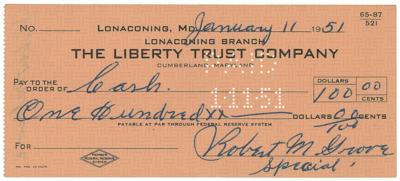 Lot #890 Lefty Grove Twice-Signed Check