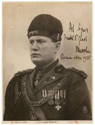 Lot #190 Benito Mussolini Signed Photograph