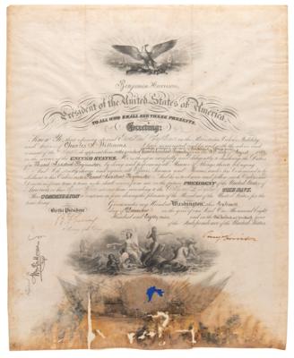 Lot #90 Benjamin Harrison Document Signed as President - Image 1