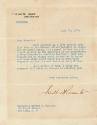 Lot #149 Franklin D. Roosevelt Typed Letter Signed