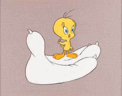 Lot #608 Tweety Bird and Sylvester's paw production cel from a Looney Tunes cartoon - Image 2