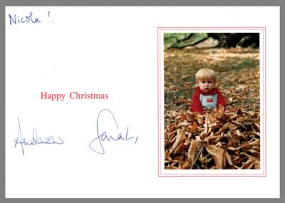 Lot #334 Prince Andrew and Sarah, Duchess of York Signed Christmas Card - Image 1