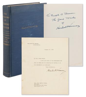 Lot #98 Herbert Hoover (2) Signed Items - Book and Typed Presidential Letter - Image 1