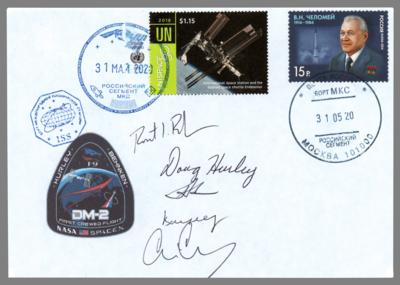 Lot #573 SpaceX Crew Dragon Demo-2 Flown Multi-Signed (5) Cover - Image 1